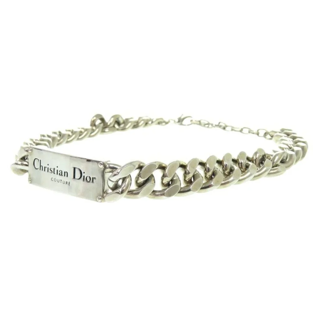 Christian Dior Chain Link Signature Plate N1971 Hommt d000 Silver Necklace 1245 - Picture 2 of 7